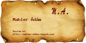 Mahler Ádám névjegykártya